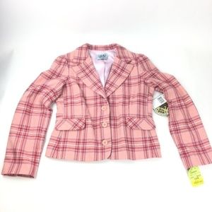 Juicy Couture Pink Tartan Plaid Blazer
